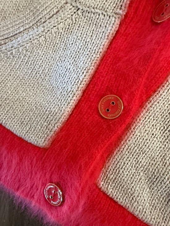 Juicy Couture Beige Cardigan with Bright Coral Trim - Picture 6 of 6